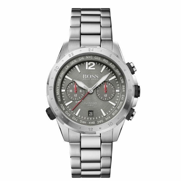 HUGO BOSS Nomad Silver Stainless Steel Grey Dial Chronograph Quartz Watch for Gents - 1513774