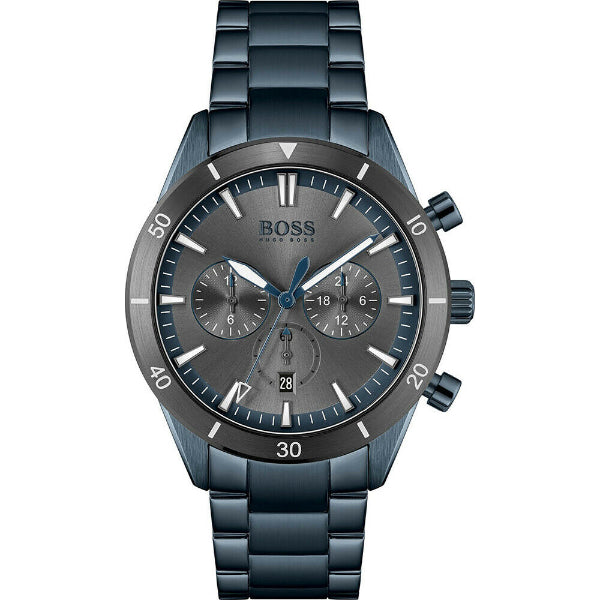 HUGO BOSS Santiago Blue Stainless Steel Grey Dial Chronograph Quartz W ...