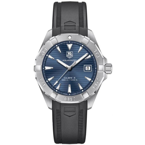 Tag Heuer Aquaracer Calibre 5 Black Silicone Blue Dial Automatic Watch for Gents - WAY2112.FT8021