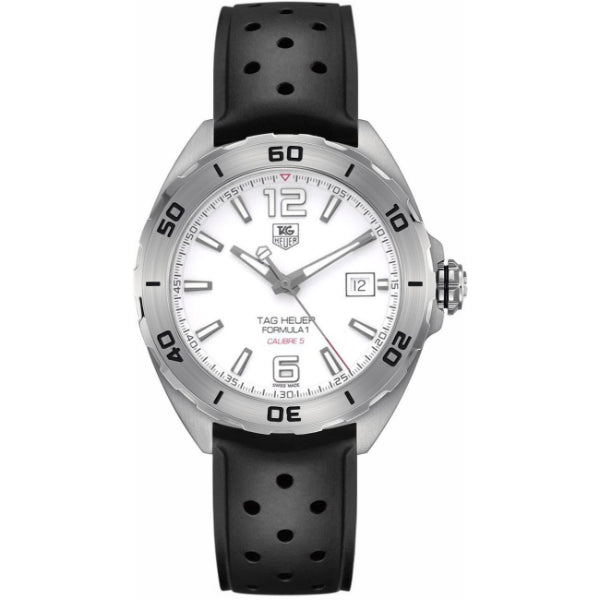 Tag Heuer Formula 1 Black Silicone White Dial Quartz Watch for Gents - WAZ2114.FT8023