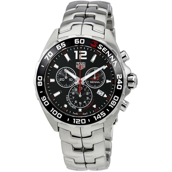 Tag Heuer Formula 1 Senna Special Edition Silver Stainless Steel Black Dial Chronograph Quartz Watch for Gents - CAZ1015.BA0883