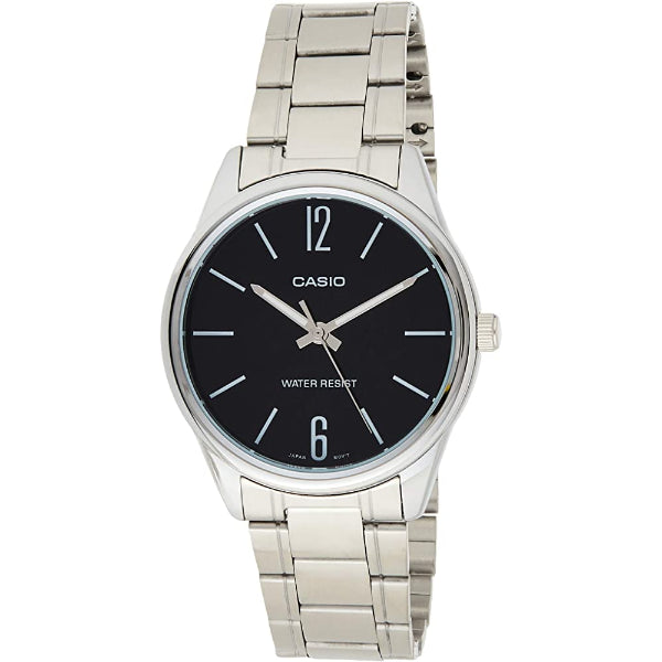 Casio Silver Stainless Steel Black Dial Quartz Watch for Gents - MTP-V005D-1BUDF AG