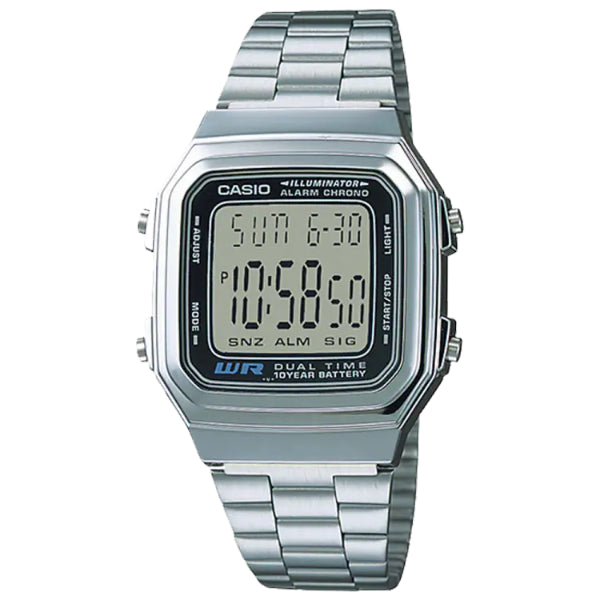 Casio Silver Stainless Steel Silver Dial Quartz Watch for Gents - A178WA-1ADF AG