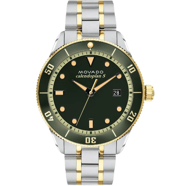 Movado Heritage Two-Tone Stainless Steel Green Dial Quartz Watch for Gents - 3650096