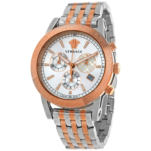 Versace Two-Tone Stainless Steel Silver Dial Chronograph Quartz Watch for Gents - VELT00319