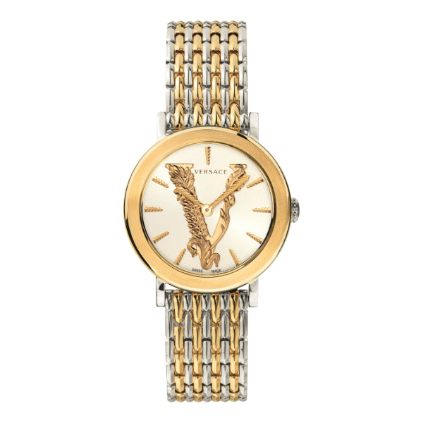 Versace Virtus Two-Tone Stainless Steel White Dial Quartz Watch for Ladies - VEHC00719