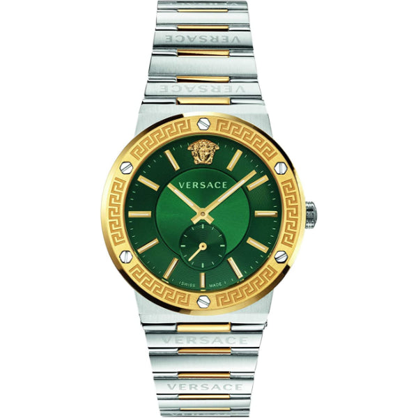 Versace Silver Stainless Steel Green Dial Quartz Watch for Gents - VEV100420