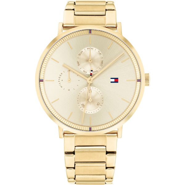 Tommy Hilfiger Jenna Gold Stainless Steel Gold Dial Quartz Watch for Ladies - 1782297