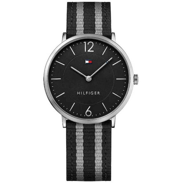 Tommy Hilfiger Ultra Slim Multicolor NATO Strap Black Dial Quartz Watch for Gents - 1791329