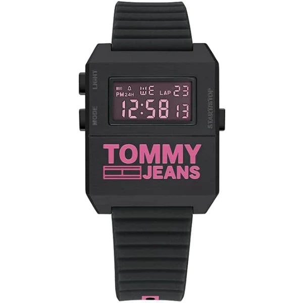 Tommy Hilfiger Tommy Jeans Expedition Black Silicone Strap Pink Dial Quartz Unisex Watch - 1791676