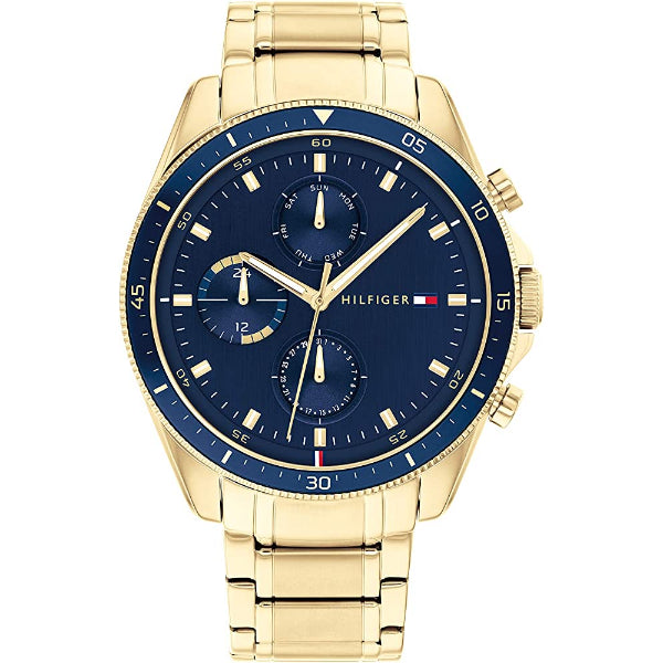 Tommy Hilfiger Parker Gold Stainless Steel Blue Dial Chronograph Quartz Watch for Gents - 1791834