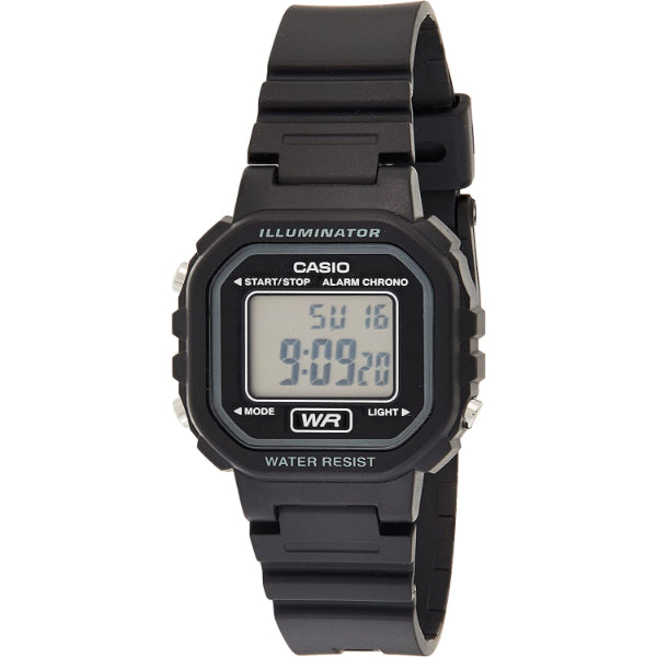 Casio Illuminator Black Silicone Strap Strap Black Dial Quartz Watch for Ladies - LA-20WH-1A