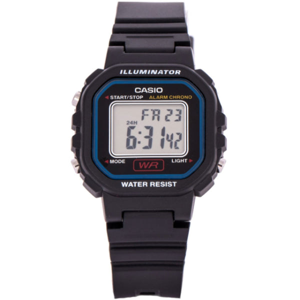 Casio Illuminator Black Silicone Strap Strap Black Dial Quartz Watch for Ladies - LA-20WH-1C