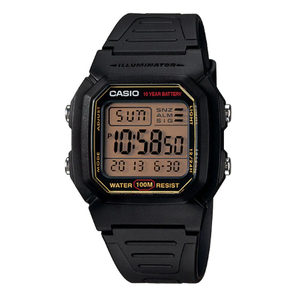 Casio Illuminator Black Silicone Strap Strap Digital Dial Quartz Watch for Gents - W-800HG-9AVDF