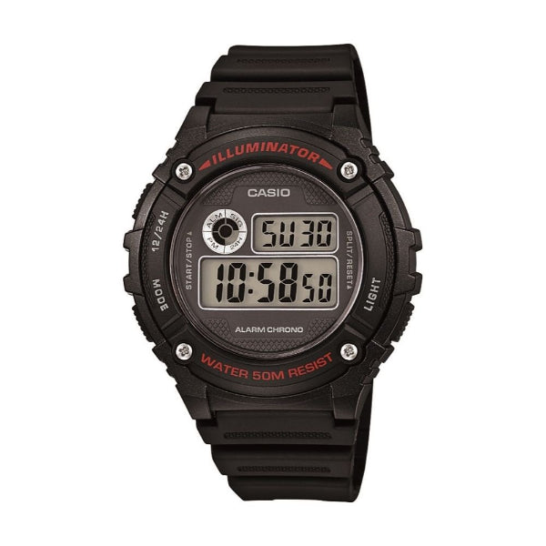Casio Digital Black Silicone Strap Strap Digital Dial Quartz Watch for Gents - W-216H-1AVDF
