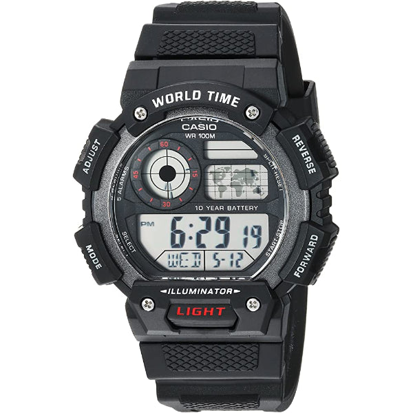 Casio Illuminator Black Silicone Strap Black Dial Quartz Watch for Gents - AE-1400WH-1AVDF