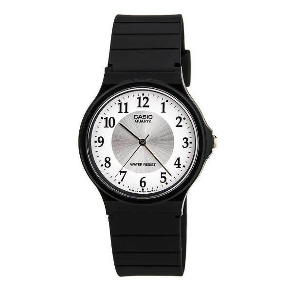 Casio Black Silicone Strap Strap Black Dial Quartz Watch for Gents - MQ-24-7B3LDF