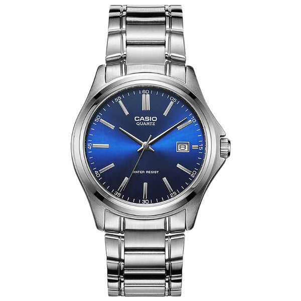Casio Analog Silver Stainless Steel Blue Dial Quartz Watch for Gents - MTP-1183A-2ADF