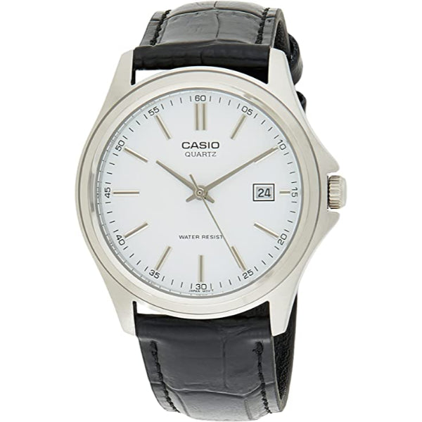 Casio General Black Leather Strap White Dial Quartz Watch for Gents - MTP-1183E-7ADF