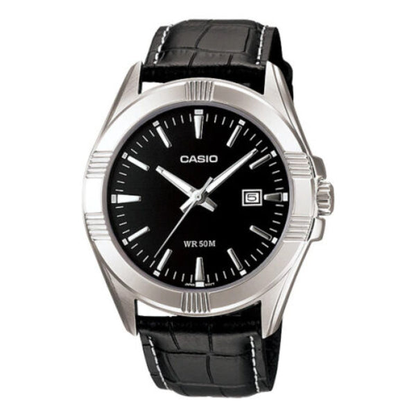 Casio Black Leather Strap Black Dial Quartz Watch for Gents - MTP-1308L-1AUDF