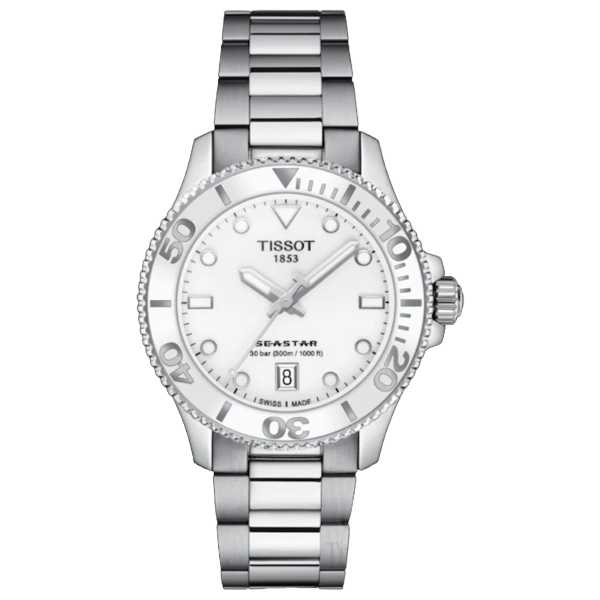 Tissot Seastar 1000 Silver Stainless Steel White Dial Quartz Unisex Watch - T120.210.11.011.00