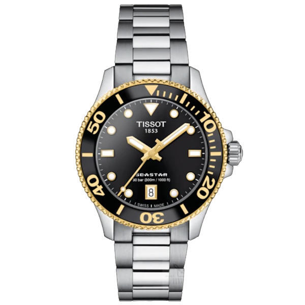 Tissot Seastar 1000 Silver Stainless Steel Black Dial Quartz Unisex Watch - T120.210.21.051.00