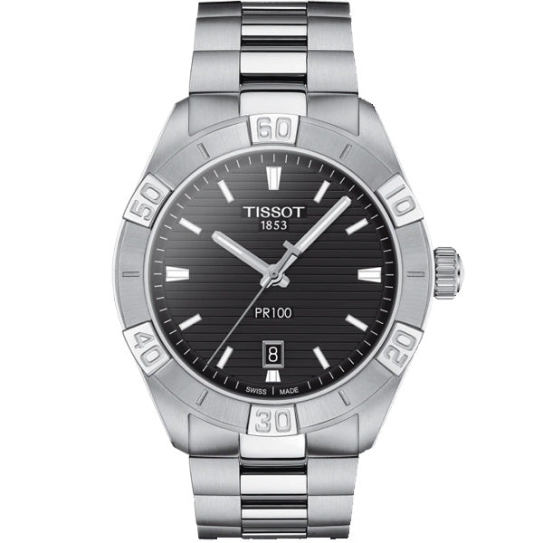 Tissot PR 100 Silver Stainless Steel Black Dial Quartz Watch for Men's - T101.610.11.051.00