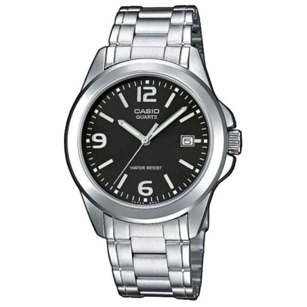 Casio Analog Silver Stainless Steel Black Dial Quartz Watch for Gents - MTP-1215A-1ADF