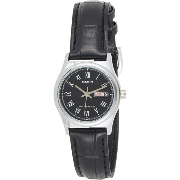 Casio Standard Black Leather Strap Black Dial Quartz Watch for Ladies - LTP-V006L-1BUDF