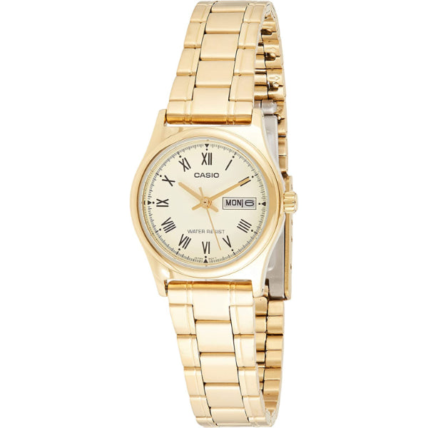 Casio Standard Gold Stainless Steel White Dial Quartz Watch for Ladies - LTP-V006G-9BUDF