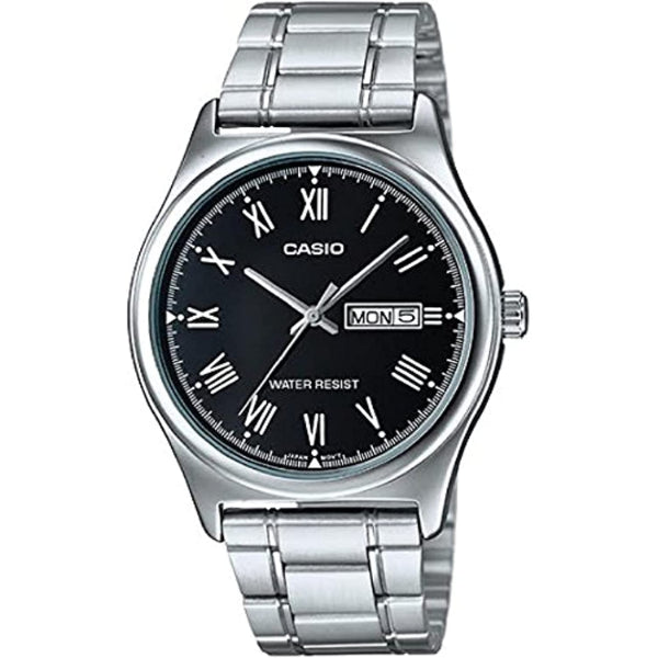 Casio Standard Silver Stainless Steel Black Dial Quartz Watch for Gents - MTP--V006D-1B UDF