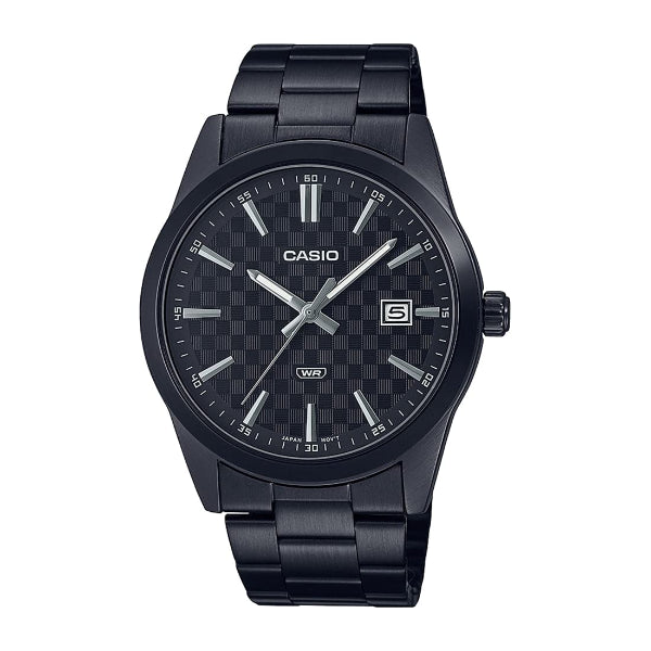 Casio Enticer Black Stainless Steel Black Dial Quartz Watch for Gents - MTP-VD03B-1AUDF