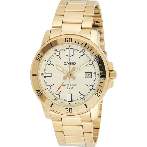 Casio Enticer Gold Stainless Steel Silver Dial Quartz Watch for Gents - MTP-VD01G-9EVUDF