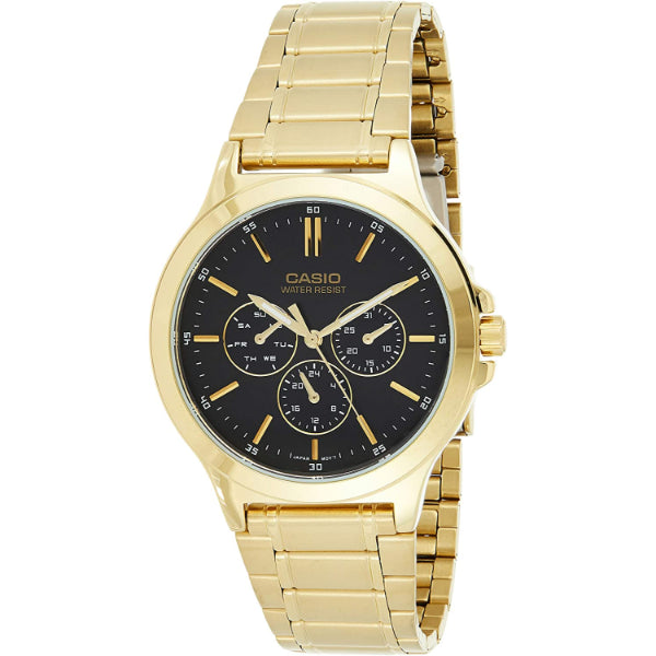 Casio Standard Gold Stainless Steel Black Dial Quartz Watch for Gents - MTP-V300G-1AUDF