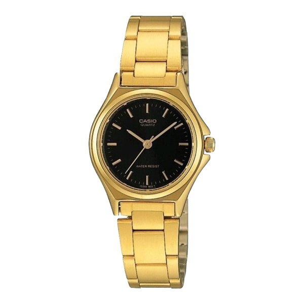 Casio Gold Stainless Steel Black Dial Quartz Watch for Ladies - LTP1130N-1ARDF