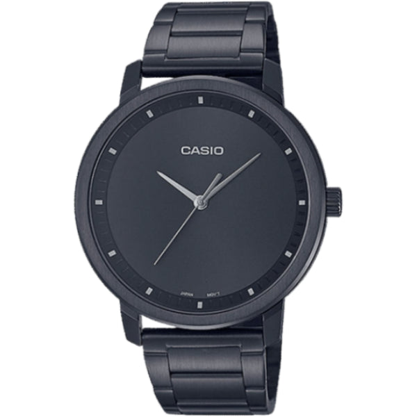 Casio Enticer Black Stainless Steel Black Dial Quartz Watch for Gents - MTP-B115B-1EVDF