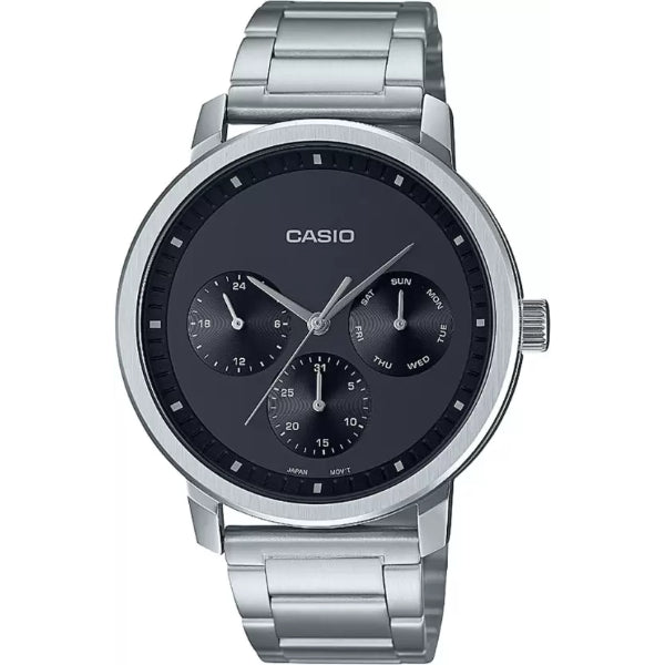 Casio Enticer Silver Stainless Steel Black Dial Quartz Watch for Gents - MTP-B305D-1EVDF