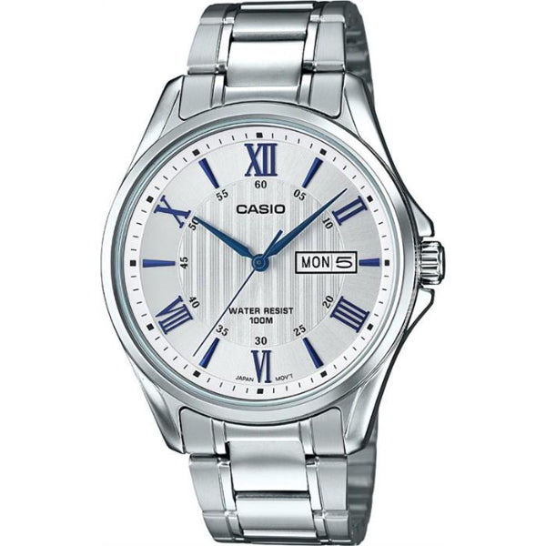 Casio Enticer Silver Stainless Steel Silver Dial Quartz Watch for Gents - MTP-1384D-7A2VDF