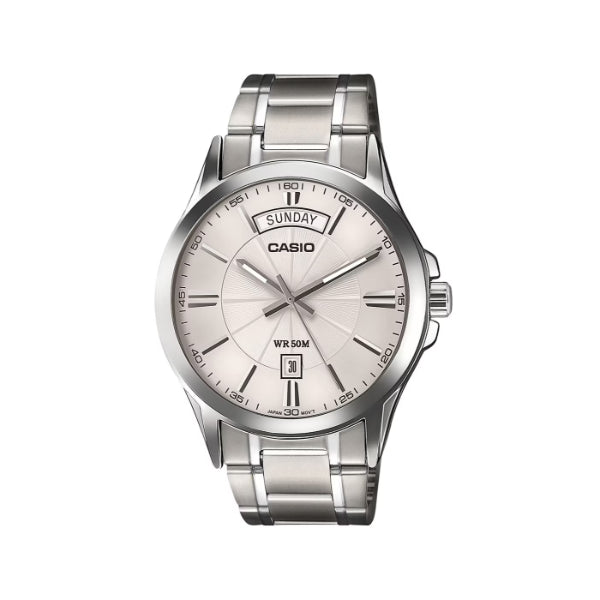 Casio Enticer Silver Stainless Steel Silver Dial Quartz Watch for Gents - MTP-1381D-7AVDF