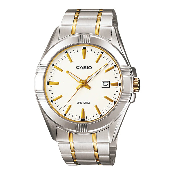 Casio Enticer Two-tone Stainless Steel White Dial Quartz Watch for Gents - MTP-1308SG-7AVDF