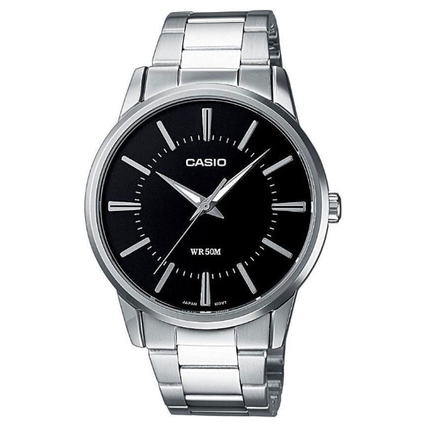 Casio Enticer Silver Stainless Steel Black Dial Quartz Watch for Gents - MTP-1303D-1AVDF