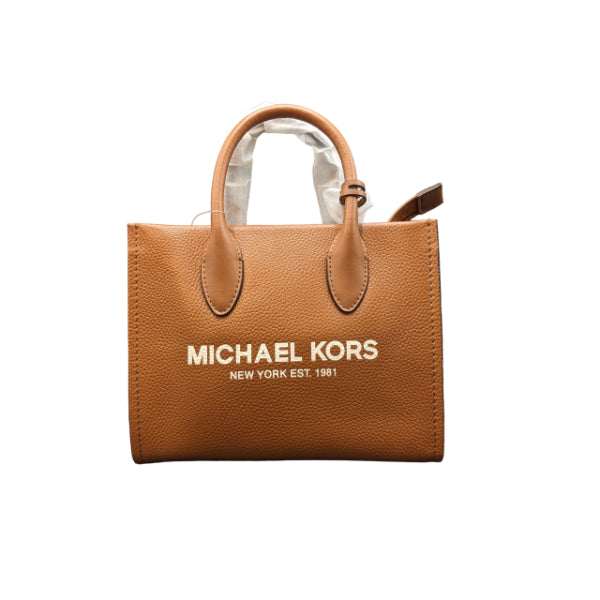 Michael Kors Mirella Shopper Crossbody Leather Bag in Luggage - 35S2G7ZC5L
