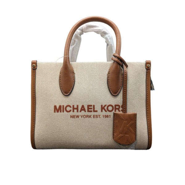Michael Kors Mirella Shopper Crossbody Leather Bag In Canvas