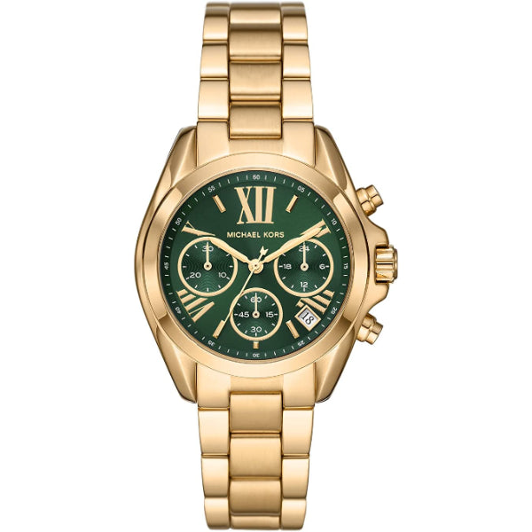 Michael Kors Bradshaw Gold Stainless Steel Green Dial Chronograph Quartz Watch for Ladies - MK7257