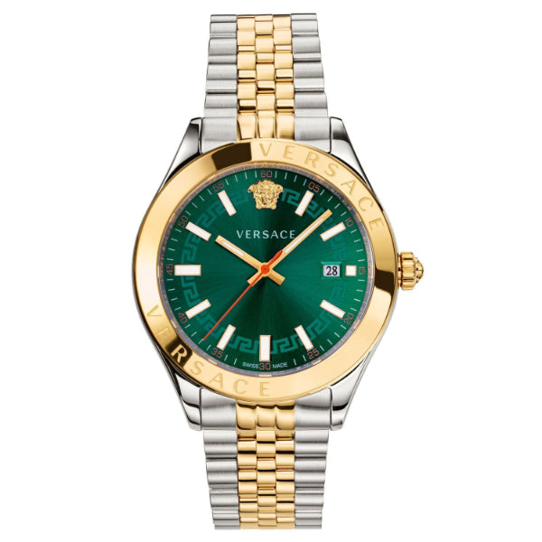 Versace Helenium-Vk Two-tone Stainless Steel Green Dial Quartz Watch for Gents - VEVK00620