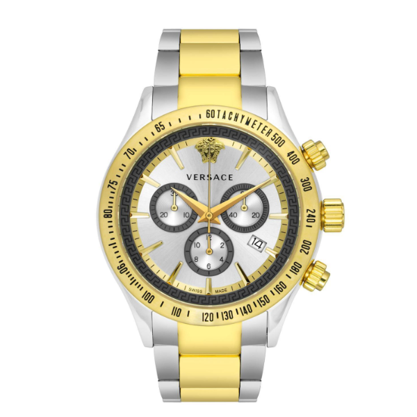 Versace Classic Two-tone Stainless Steel Silver Dial Chronograph Quartz Watch for Gents - VEV700519