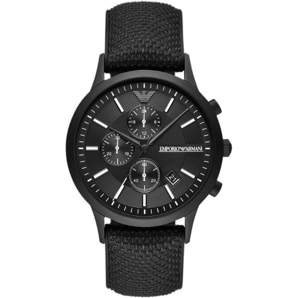 EMPORIO ARMANI Renato Black Textile over silicone Black Dial Chronograph Quartz Watch for Gents - AR11457