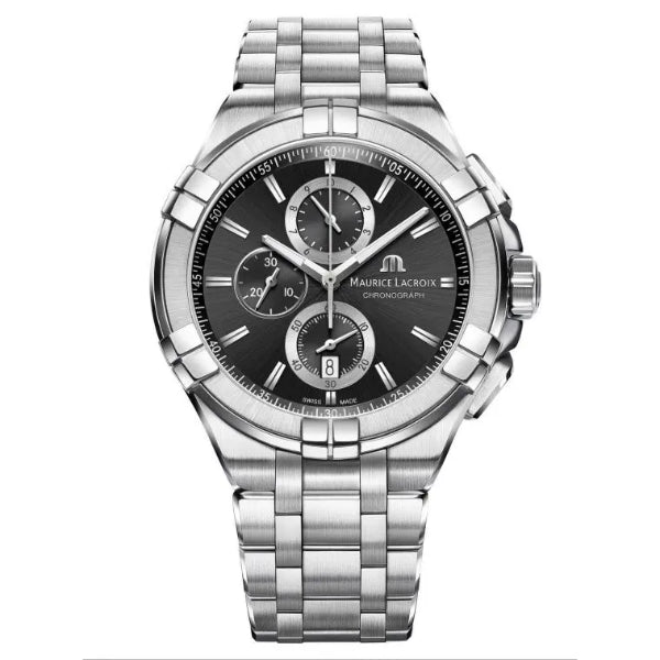 Maurice Lacroix Aikon Silver Stainless Steel Grey Dial Chronograph Quartz Watch for Gents AI1018-SS002-330-1