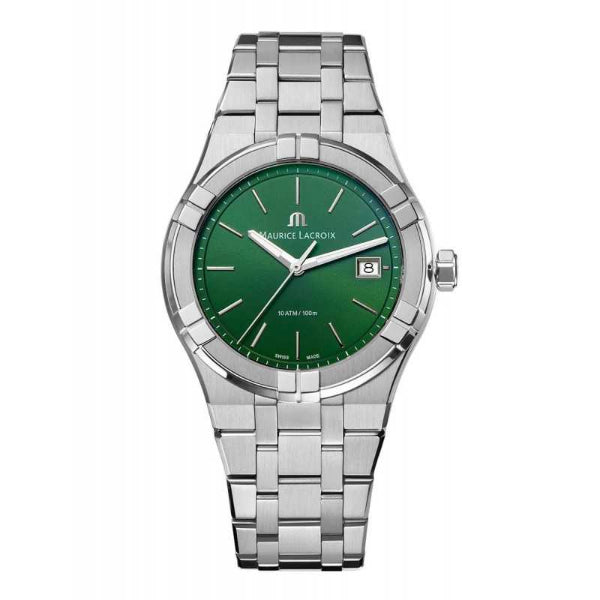 Maurice Lacroix Aikon Silver Stainless Steel Green Dial Quartz Watch for Gents - AI1108-SS002-630-1