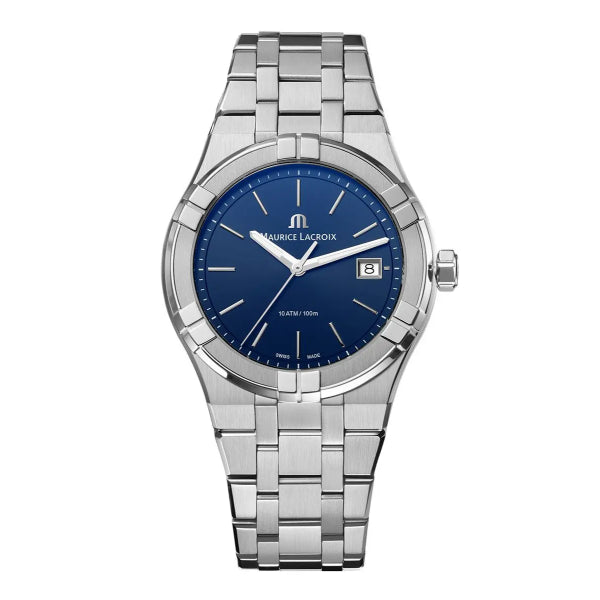 Maurice Lacroix Aikon Silver Stainless Steel Blue Dial Quartz Watch for Gents - AI1108-SS002-430-1